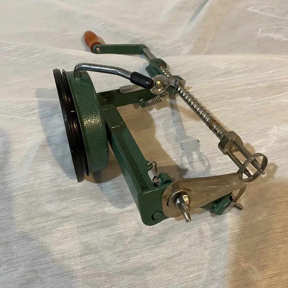 Vintage Green Metal Hand Crank Apple Peeler Corer with Locking Suction Base